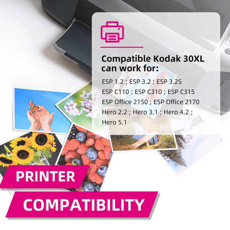 IN INTACTECH Compatible Ink Cartridges Kodak 30XL Combo Pack for Kodak ESP 3.2 C110 C310 C315 Office 2150 2170 Hero 3.1 5.1 Series Printer (3 Black, 2 Color) - Image 3